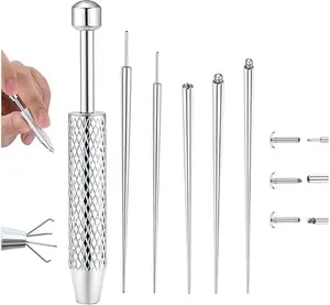 Piercing Taper Ball Grabber Tool for Changing Jewelry - 14G 16G 18G 20G Stainless Steel Flat Back Earrings Applicator Tool Threadless Insertion Pin Thread Body Piercing Kit for Ear Nose Lip