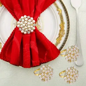 12 Pcs Pearl Decoration Napkin Ring Elegant Dining Table Decoration Wedding Party Home Kitchen Decoration Luxurious Metal Napkin Ring Suitable for Wedding Parties Home Kitchens Dining Tables Table Accessories