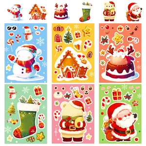 Christmas Funny Stickers Face Changing, DIY Snowman Socks Reindeer Santa Claus, Emoji Cute Decoration, Water Cup Gift, Personalized Stickers