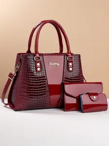 Elegant Women's Tote Bag Set of 3, Stylish Handbag, Coin Purse & Card Holder, Casual High Quality Everyday Commuter Bag
