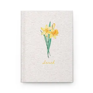 Personalized Daffodil March Flower Hardcover Journal Matte, Notebook with Name, Custom Journal, Floral Diary, Gift for Gardeners