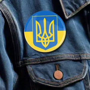 10 Pack - Ukrainian Flag With Trident Pinback Button Badges - 3 Inch