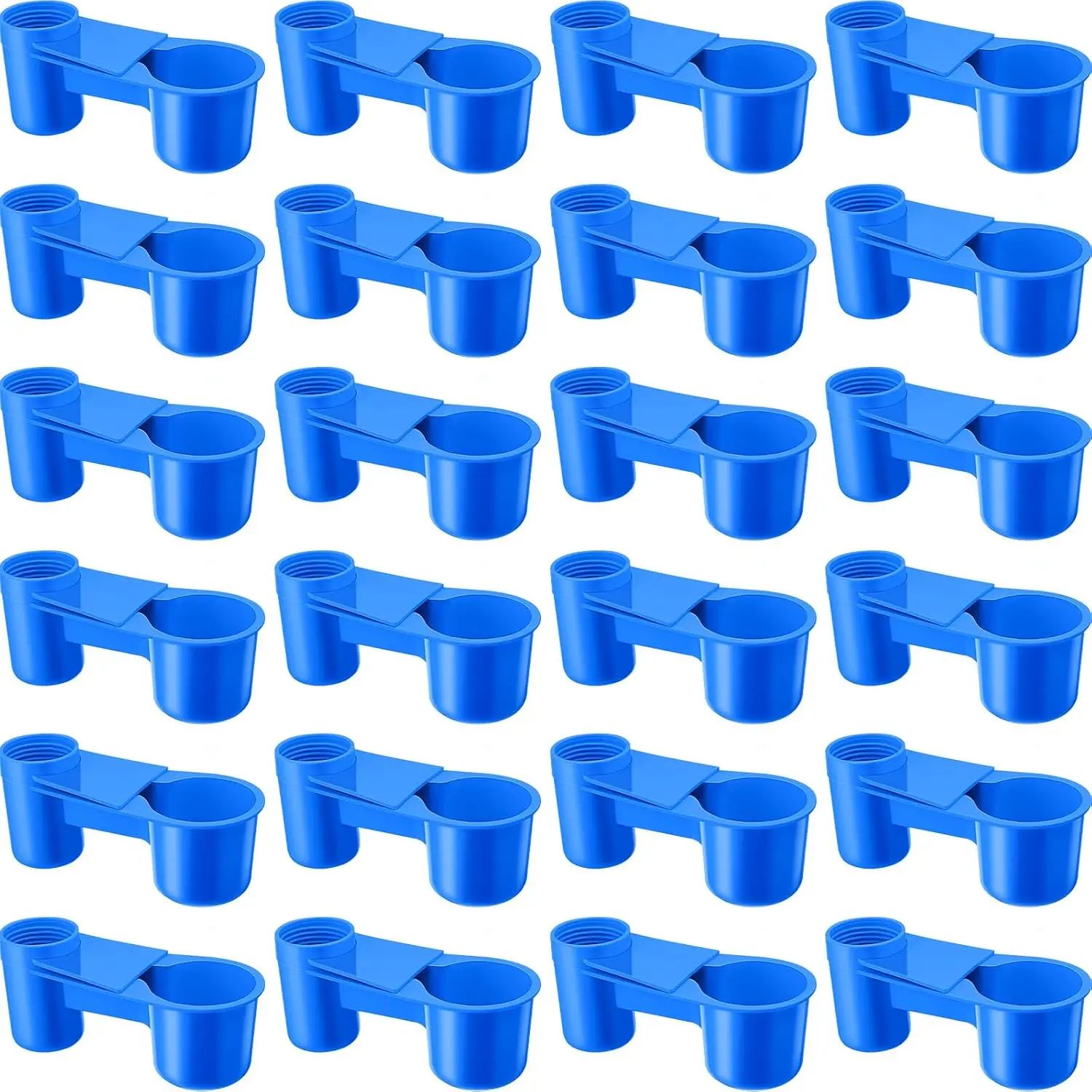 24 Pcs Bird Drinker Feeder Cups Plastic Water Bottle Cup for Cage Ideal for Pigeon Bottle Chicken Quail Poultry Waterer Accessories(Blue)