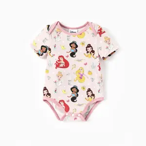 Disney Princess Baby Girls' Short Sleeve Bodysuit CSCH250900167 - Pink Allover Character Print Onesie for Infants