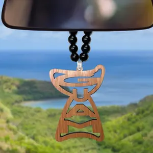 Guam Latte Stone Ornament - 1/4 Inch Thick Wood Cherry Hickory Mahogany Unfinished 4 inches - 4.5 Inches Long Side Stylish Car Accessory