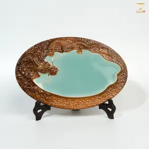 Cloud-Rise Dragon Gallop" Celadon Teapot Holder｜Handcrafted by Tu Renzhai · Carved Dragon Motif · Classical Elegance for the Modern Tea Table