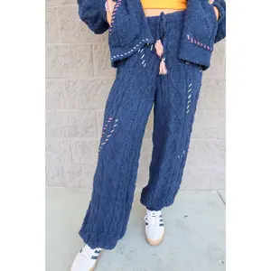 Cable Knit Pattern with Stitch Detailing Balloon Hem Pants