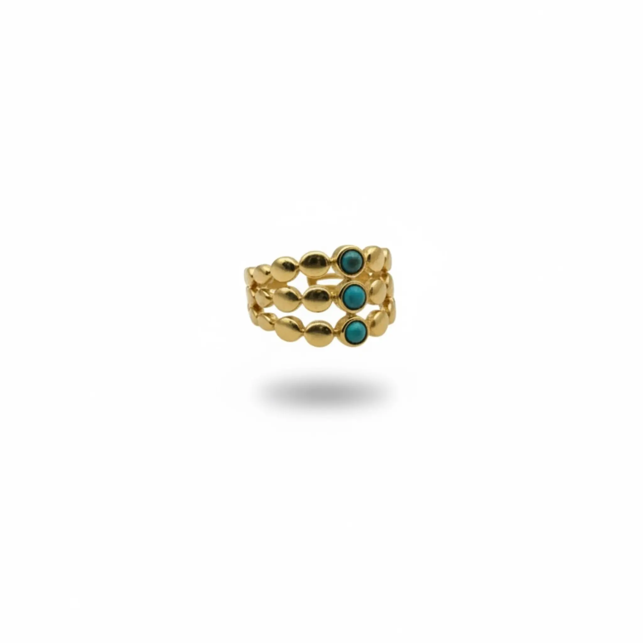 Turquoise Trinity Ring 18k Gold Plated