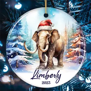 Elephant Personalized Ornament, Magical Arctic Glow Christmas Gift With Custom Name and Date