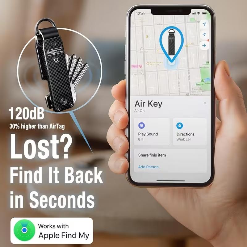 Air Keychain for Outdoor Lightweight Aluminum GPS Tracker Key Holder