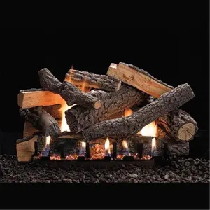 212 MAIN Empire LS24P 24 in. 13-Piece Refractory Log Set - Log-Look Vented Flame Decor with Decorative Heat for Home Festive Use