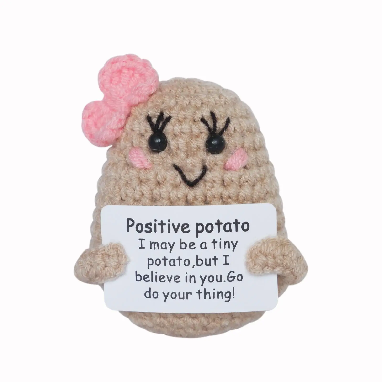 Cute Positive Potato Crochet Doll, 1 Count Mini Funny Positive Potato, Cute Knitted Positive Potato Doll, Encouragement Toy for Friends, Christmas Gif