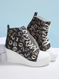 New Casual High-Top Canvas Shoes for Women, Side Zipper Height-Increasing Thick Sole Platform Boots, Korean Style Versatile Short Boots, Walking Shoes