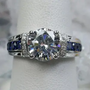 Elegant Sapphire & Diamond Engagement Ring | Sparkling Silver Band | Luxury Bridal Jewelry Gift