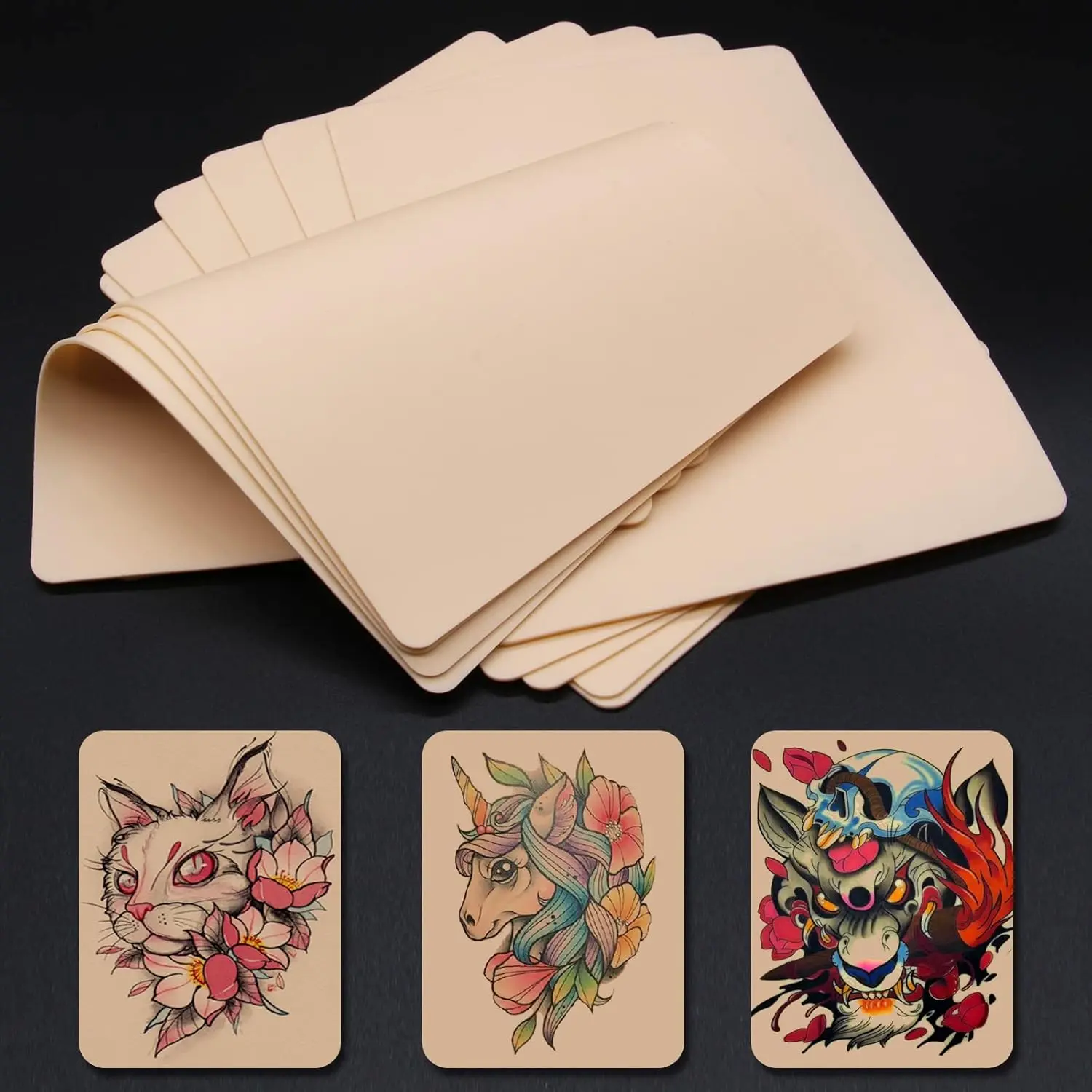 10Pcs Tattoo Skin 3MM - Urknall Fake Skin Blank Tattoo Practice Skins Double Sides Fake Skins Tattooing for Beginners and Tattoos Artists Tattooing Supplies