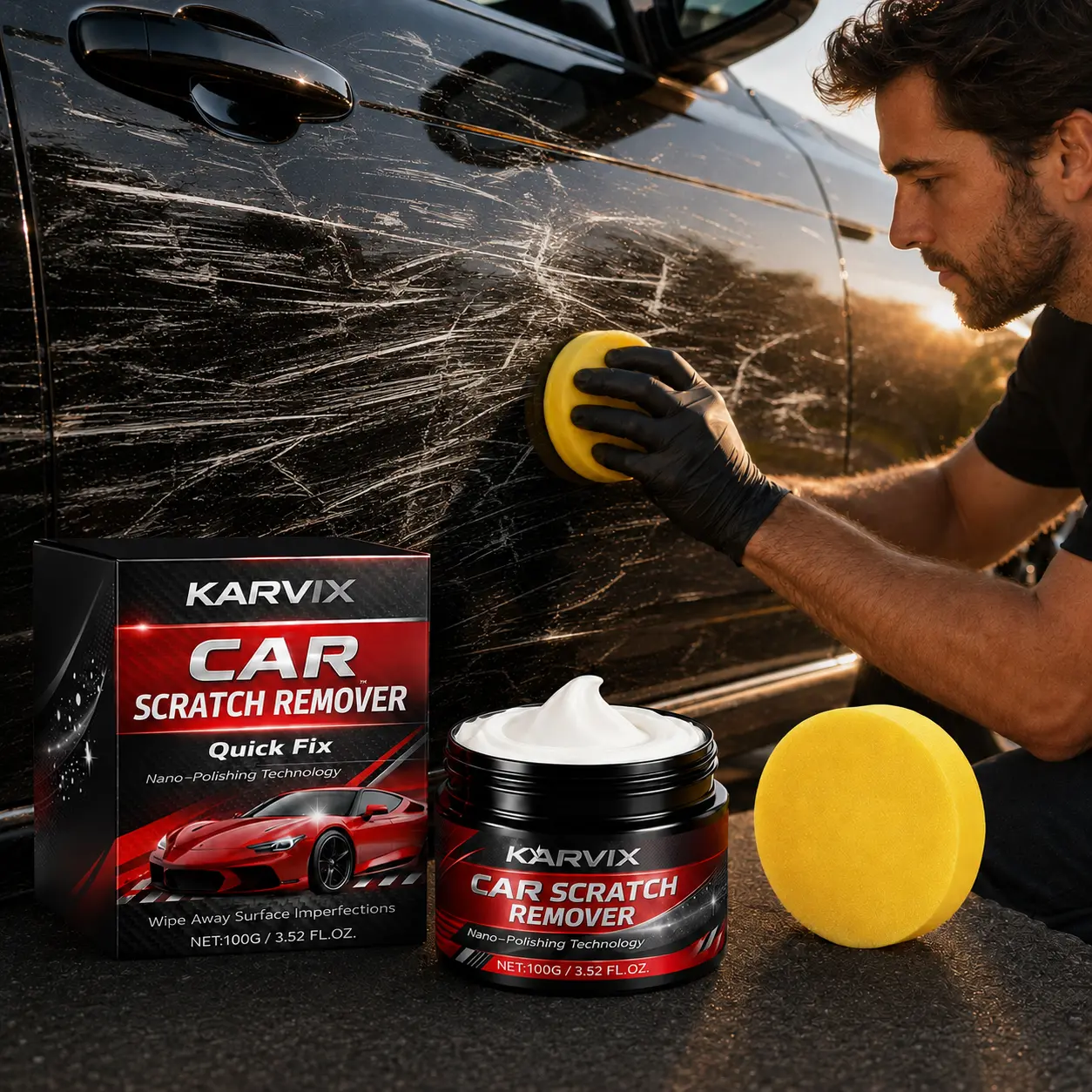 Scratch and Swirl Remover Kit 100g Quick Repair Light Scratch Paint Restorer Swirl Mark Remover Improves Paint Appearance for Diy Auto Care Detailing Kit for Fit Most Car