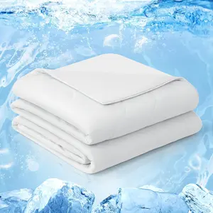 Cooling Comforter , Cold Touch Fabric Absorbs  Heat, Double-Sided Cool Design Soft Fluffy Cooling Blanket for Night Sweats Hot Sleeper(White, (90"x90"))