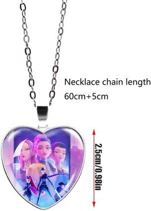 K-Pop Demon Slayer-Themed Gemstone Pendant Necklace — A Stylish Heart-Shaped Accessory. An Inspired Anime Gift Idea.