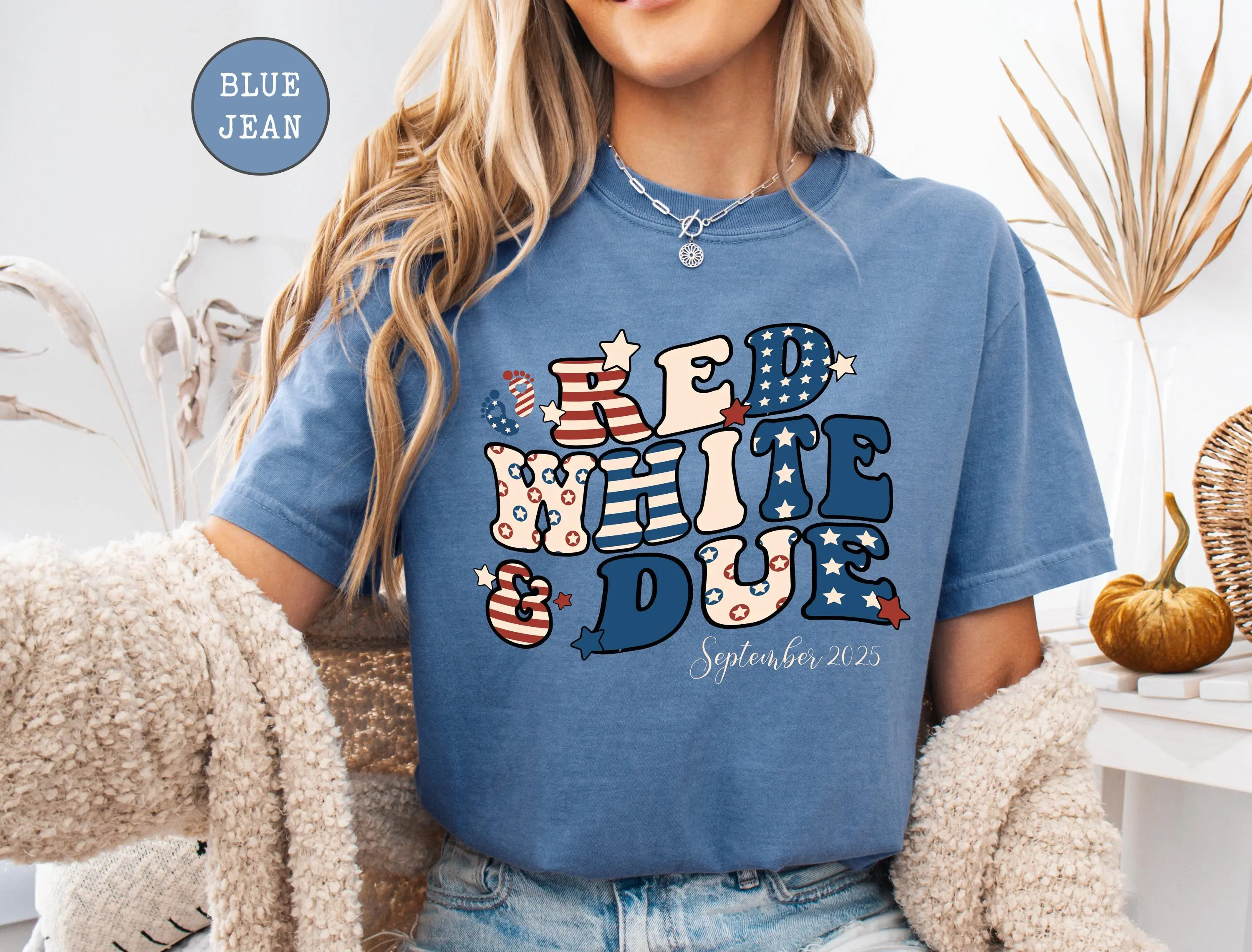 Comfort Colors® Red White And Due Shirt Custom 4th Of July Pregnancy Announcement Tee American Mama Maternity Shirt Baby Reveal Shirt
