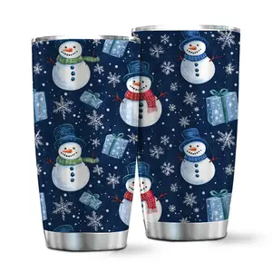 Snowman 20 OZ Tumbler Stainless Steel Travel MUG, Double-Wall Vacuum Insulated Leak Resistant Tumblers, Cup Holder Compatible, Coffee Travel Mug, Holiday Coffee Cup Gift for Women and Men