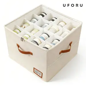 UFORU  Fabric Storage Boxes with Clear Lids, Closet Shoe Organizer, Adjustable Dividers for Custom Storage, Collapsible Space-Saving Bins, Holds 8-16 Pairs - Perfect for Back-to-School Season#SummerWins#DFYD