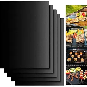 5-Piece Set 40x33 Cm Oven Pad Microwave Pad Glass Fiber Ptfe High Temperature Non-Stick BBQ Pad for Kitchen Baking Outdoor Barbecue