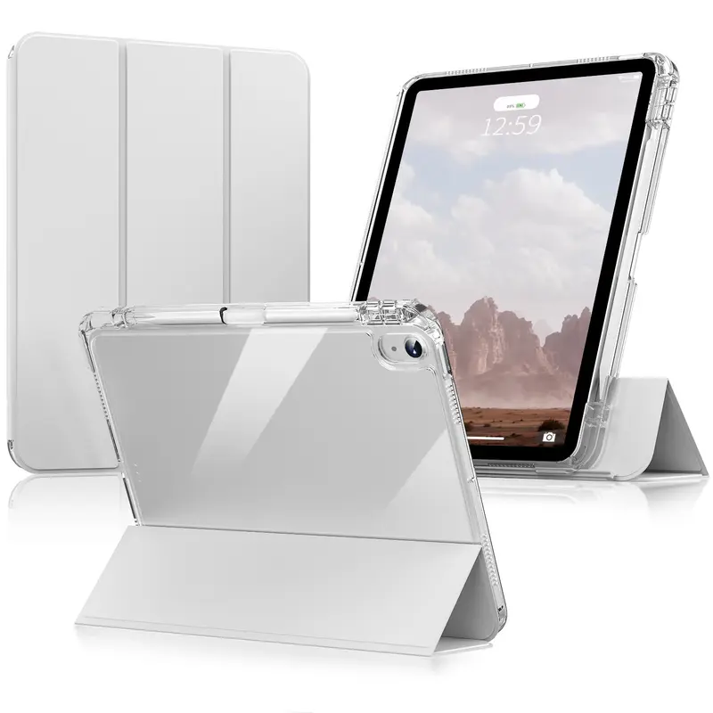 Case iPad Detachable Dual Cover Protective Case, Transparent Back Panel with Pen Slot, Compatible with iPad Pro/mini/air, air 11 inch pro 13 ipad 10th 11th gen air 4/5/6/7 pro 12.9 inch 2026 Durable Protection