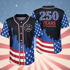 America 250th Anniversary baseball jersey, 250 Years Of Freedom Baseball Jersey, Patriotic US Flag Shirt, 1776-2026 Celebration Gift