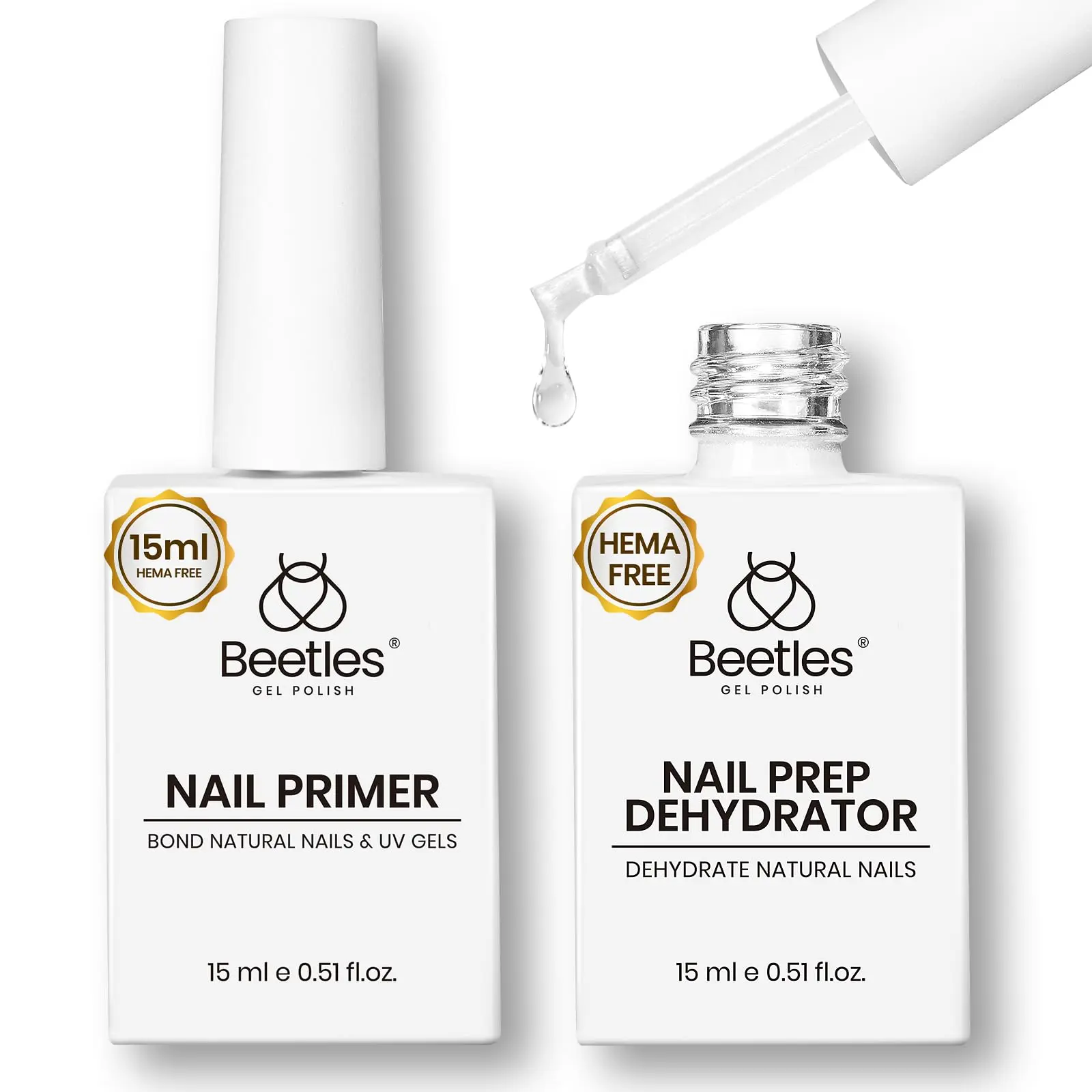 [Beetles] 2/3Pcs 10-15mL Nail Primer Set – HEMA FREE No Lifting Nail Prep Strong Bond Acid-Free Long Lasting for Gel Nails & Acrylic