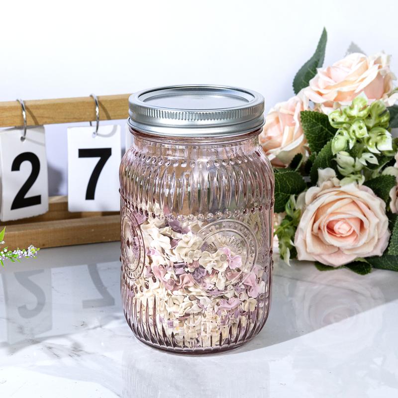 4/6 Pack 32 oz Sunflower Print Clear/ Blue/ Green/ Pink Wide Mouth Mason Jars for Preserving,Jam,Honey for Storing All kinds of Food