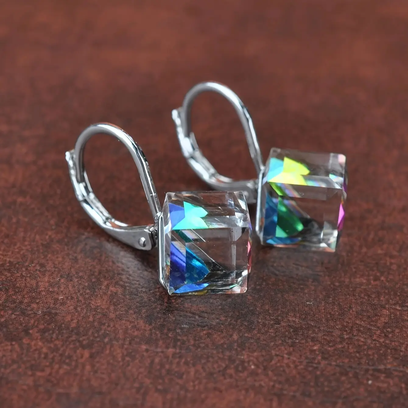 Creative Colorful Magic Cube Design Hoop Earrings Artificial Jewelry Elegant Luxury Style Female Party Earrings for Special Occasions