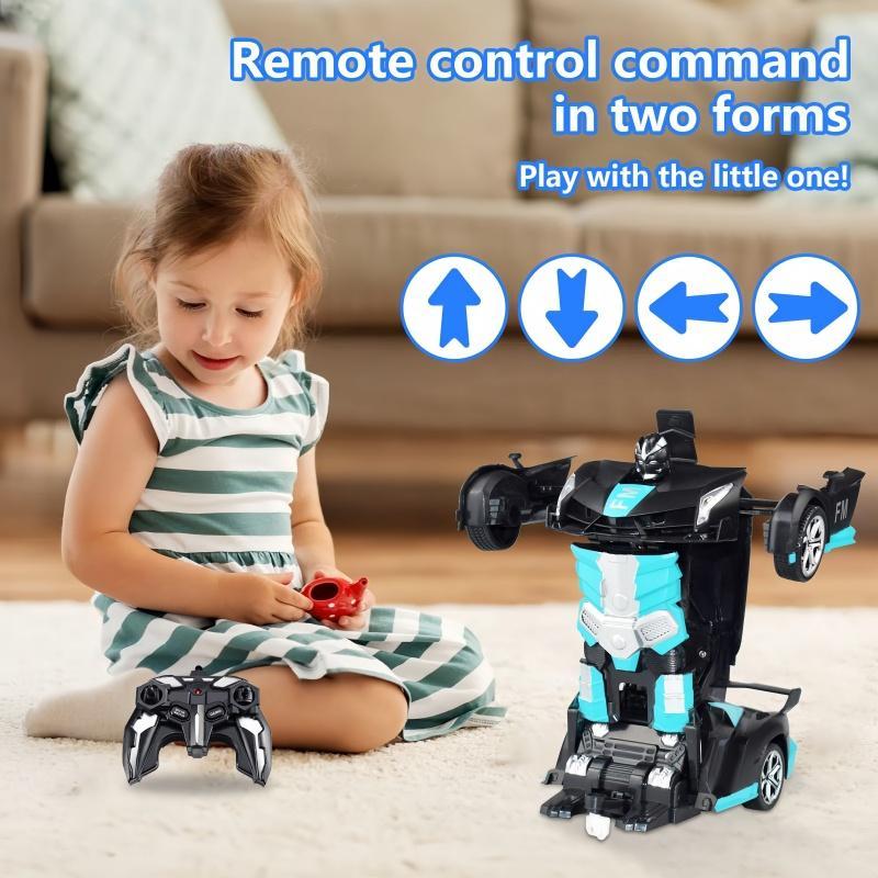 One-Button Transforming Robot Car Toy with LED Light & Sound Stunts – 360° Omnidirectional Stunt Vehicle for Boys Girls Age 3+ – Remote Control Deformation Truck, Educational STEM Christmas Birthday Gift for Kids