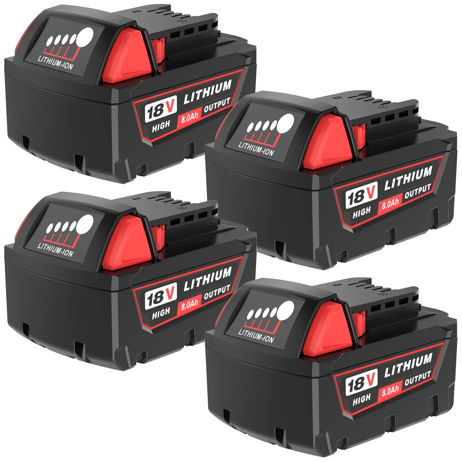 Upgraded Lithium-Ion Replacement Power Tool Batteries - 8000mAh & 6.0Ah Li Ion Cells for Milwaukee M-18 Series, Compatible Fit with 48-11-1850 Cordless Power Tools & Chargers