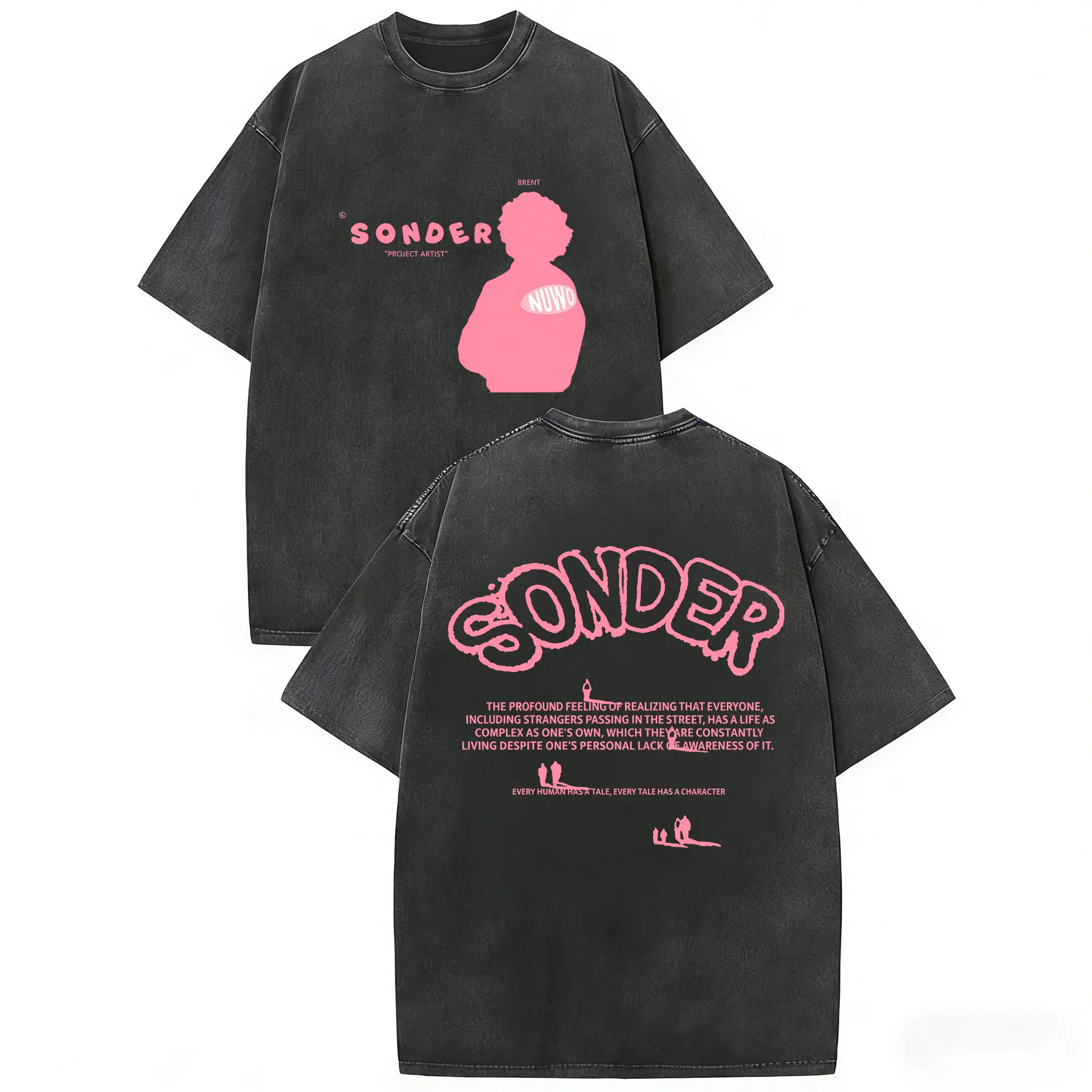 Men’s Washed Vintage Graphic Tee Pink Sonder Rap Shirt Casual Streetwear Soft Cotton Breathable Summer Top Trendy Retro Crewneck Shirt