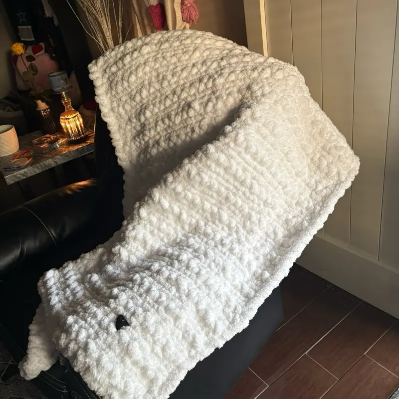 FREE SHIPPING!! Chenille Throw Blanket - Soft Cozy White Plush Blanket for Home Decor and Comfort