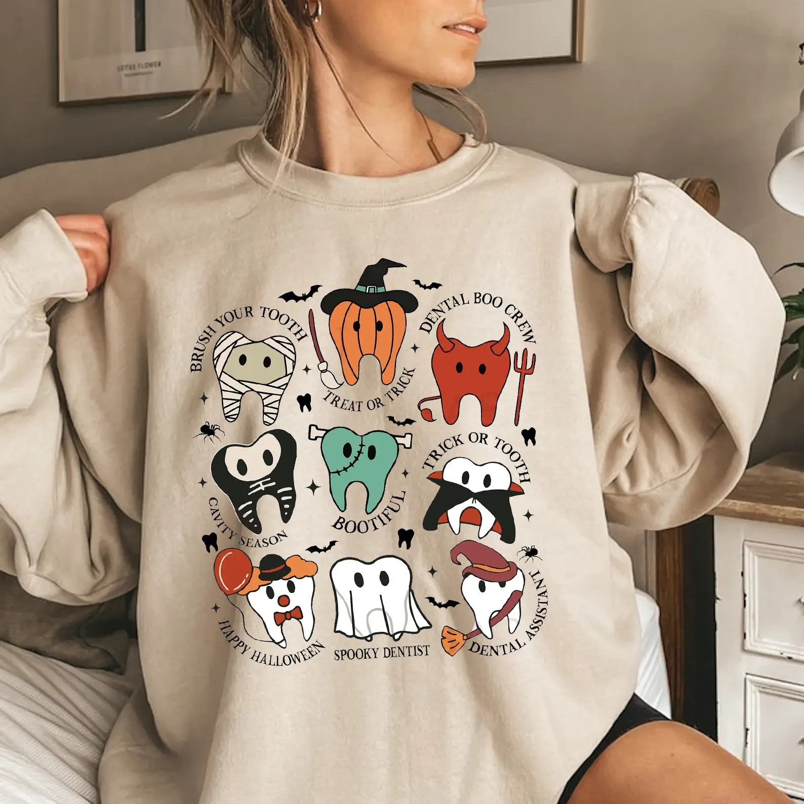 Funny Halloween Dentist Sweatshirt & T-shirt, Halloween Dentist, Dental Assistance Gift, Spooky Dentist, Cute Halloween Tooth