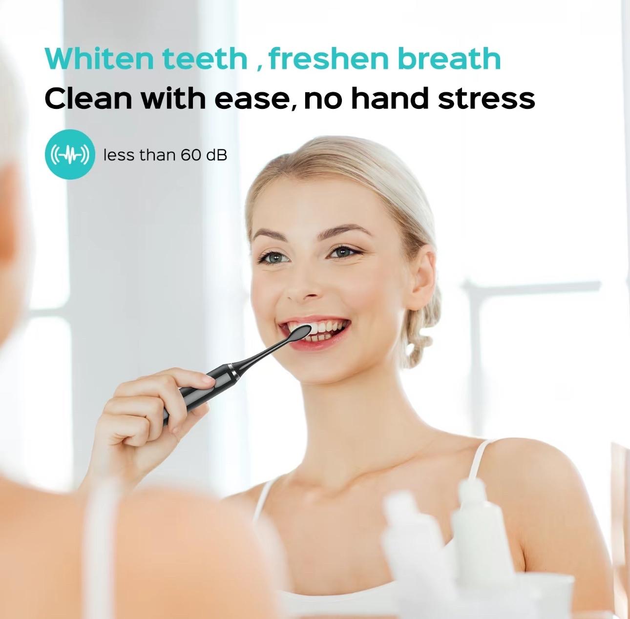 6 Replacement Brush Heads Electric Toothbrush with 47,000 VPM and 10x Cleaning Power - Cleansing, Wireless Charging, IPX Waterproof