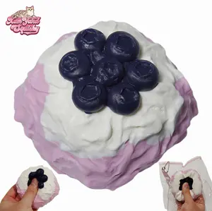 Blueberry Cream Puffs Squishy, Handmade taba squishy, Food-Grade Silicone Slow-Rising Rebound Squishy, Sticky Squeeze Toys Gift, Fidget Toys for Stress Relief, Non-Toxic Sensory Toys (4.59oz/130g)