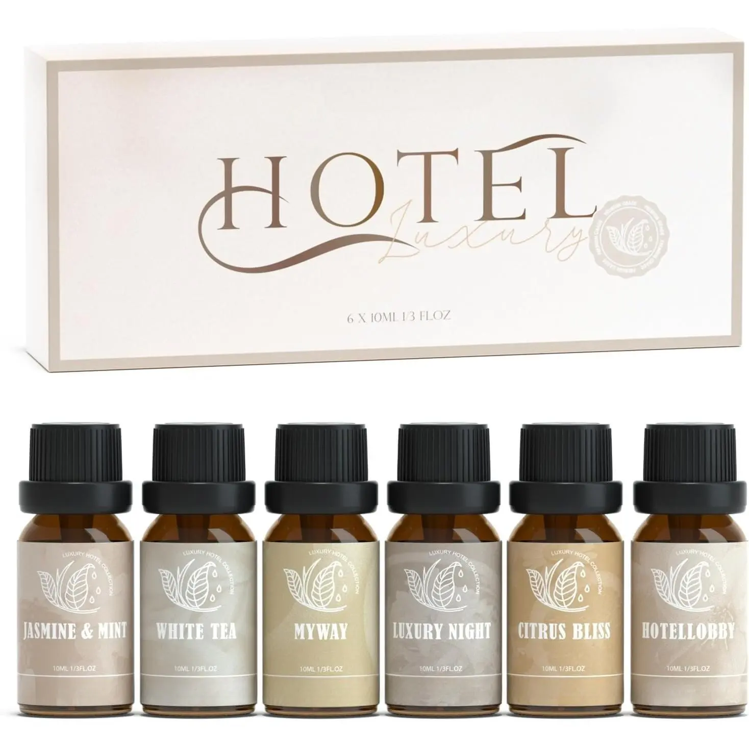 Hotel Diffuser Oils Gift Set, ARVIDSSON Luxury Fragrance Oil Blend, Hotel Scent Essential Oils for Diffuser, Jasmine & Mint, White Tea, Citrus Bliss, M-Way, Fancy Lobby, Gift for Women and Men