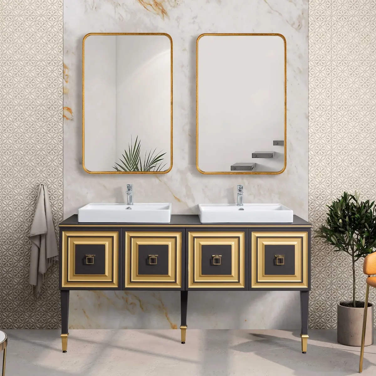 212 Main Gold Metal Leaf Mirror - 24x38x1 in, Metal Home Decor Accent for Living Spaces, 24 X 38 X 1 In