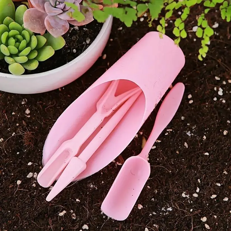 Plastic Durable Bucket Shovel, 4 Counts/set Potted Cultivation Cylinder Meat Plant Soil Shovel, Mini Home Garden Planting Tools Set