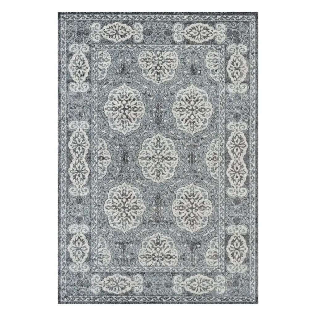 4x6 ft. Blue Medallion Power-Loom Rectangle Area Rug - 360 Stand, Stain-Resistant, Contemporary Home Decor, Home Decorative Rugs, Living Room Decor, Elegant Rug