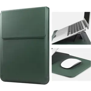 15 16 Inch Laptop Sleeve Case Leather Bag for MacBook Pro 16 2021 & 2019/ MateBook D15/ 15.6" PC/MacBook Pro 15/XiaoXin Air 15.6'', Green
