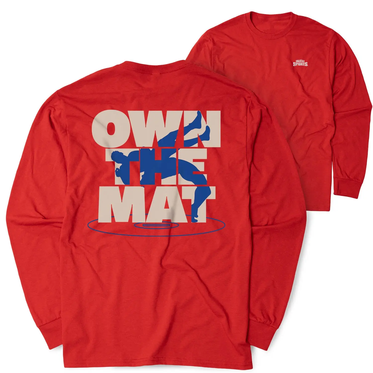 Wrestling Tshirt Long Sleeve - Own The Mat (Back Design)