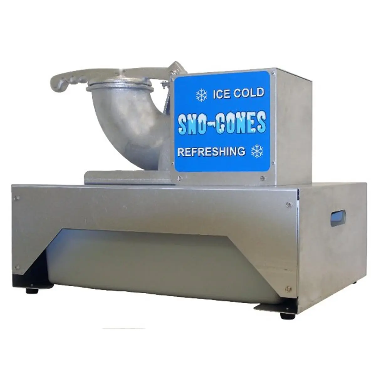 Paragon Port-A-Blast Sno Cone Machine - Manufactured Fun Specialty Kitchen Appliance with 1/3 hp Motor, 22"w x 17"d x 16"h Dimensions, 500 lbs/hour Capacity, Aluminumized Metal Construction, Bus-Tub Compatibility, Two-Tub System, High-Volume Event