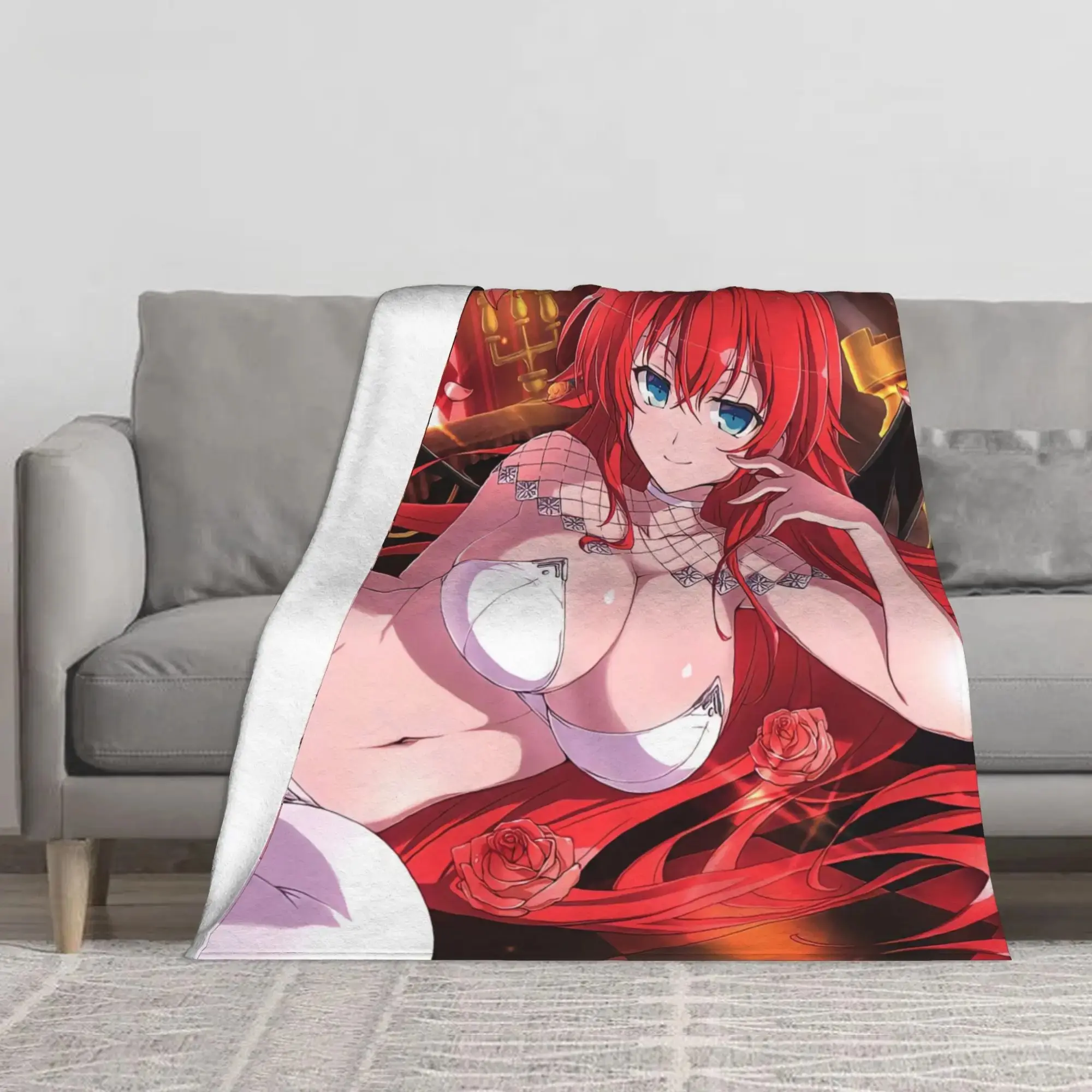 Fiery Elegant Fantasy Maiden Character Print Polyester Flannel Throw Blanket - Fading-Proof Flat Weave, Comfy Decorative Textile for Beds & Sofas, Thoughtful Gift for Anime Enthusiasts