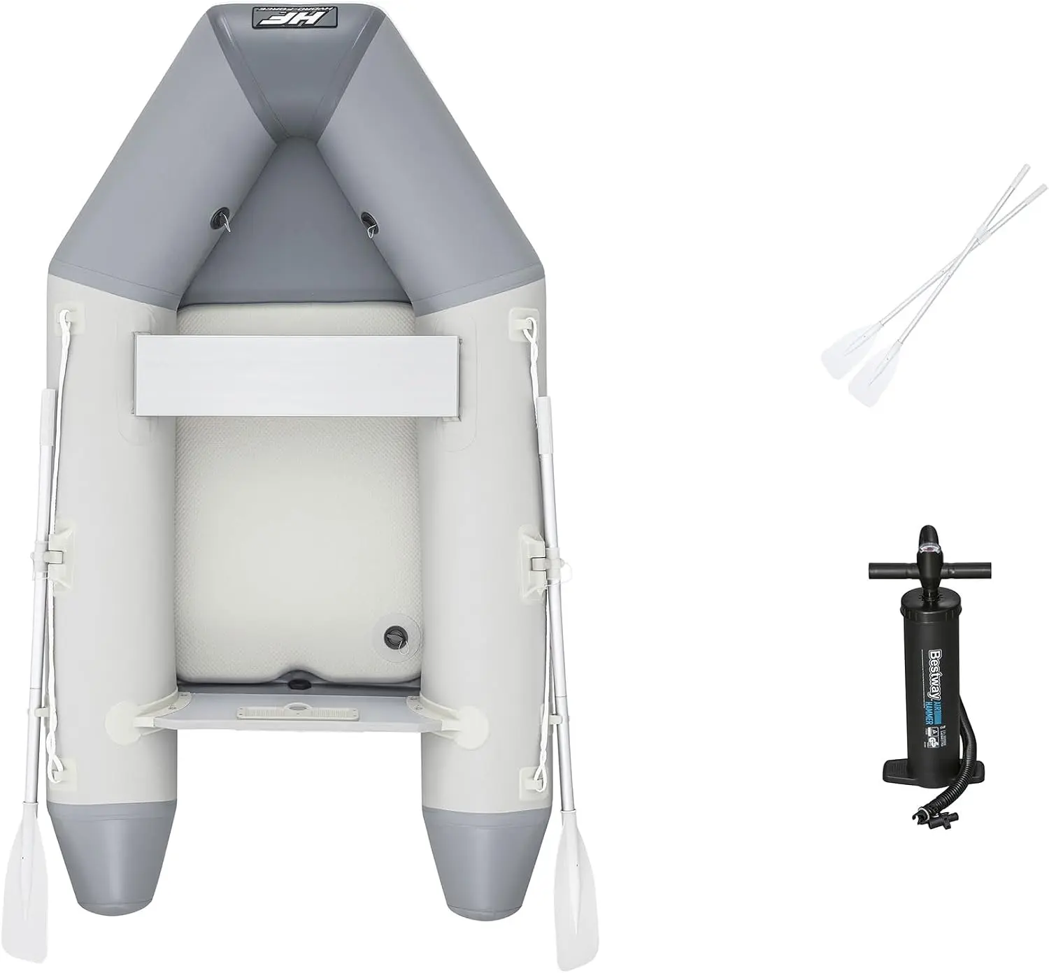 Bestway Hydro Force Caspian 2 Person Inflatable Boat Set with 2 Oars, Hand Pump, and Repair Kit, Supports up to 568.8 Pounds for Fishing or Cruising