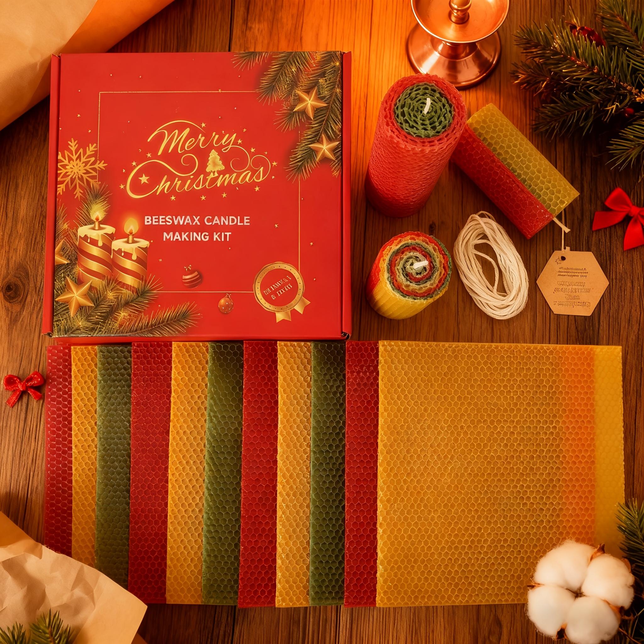 Christmas-themed beeswax candle making kit, 16 pieces of holiday-colored beeswax sheets, DIY candle material kit, candle making, suitable for children and adults' crafts and Christmas gifts, event parties, DIY craft enthusiasts, watermelon， home decor
