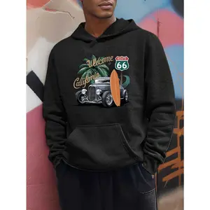 California Surfboard Hoodie Men's Casual 250G Pullover Kangaroo Pocket All Seasons Wear 5KG