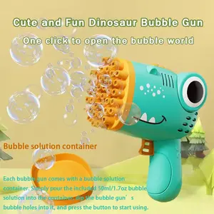 New Dinosaur Bubble Machine, Automatic Bubble Blower, Kids Handheld Automatic Electric Bubble Gun, Outdoor Toy for Boys and Girls, Birthday Gift, Summer Fun, Bubble Solution